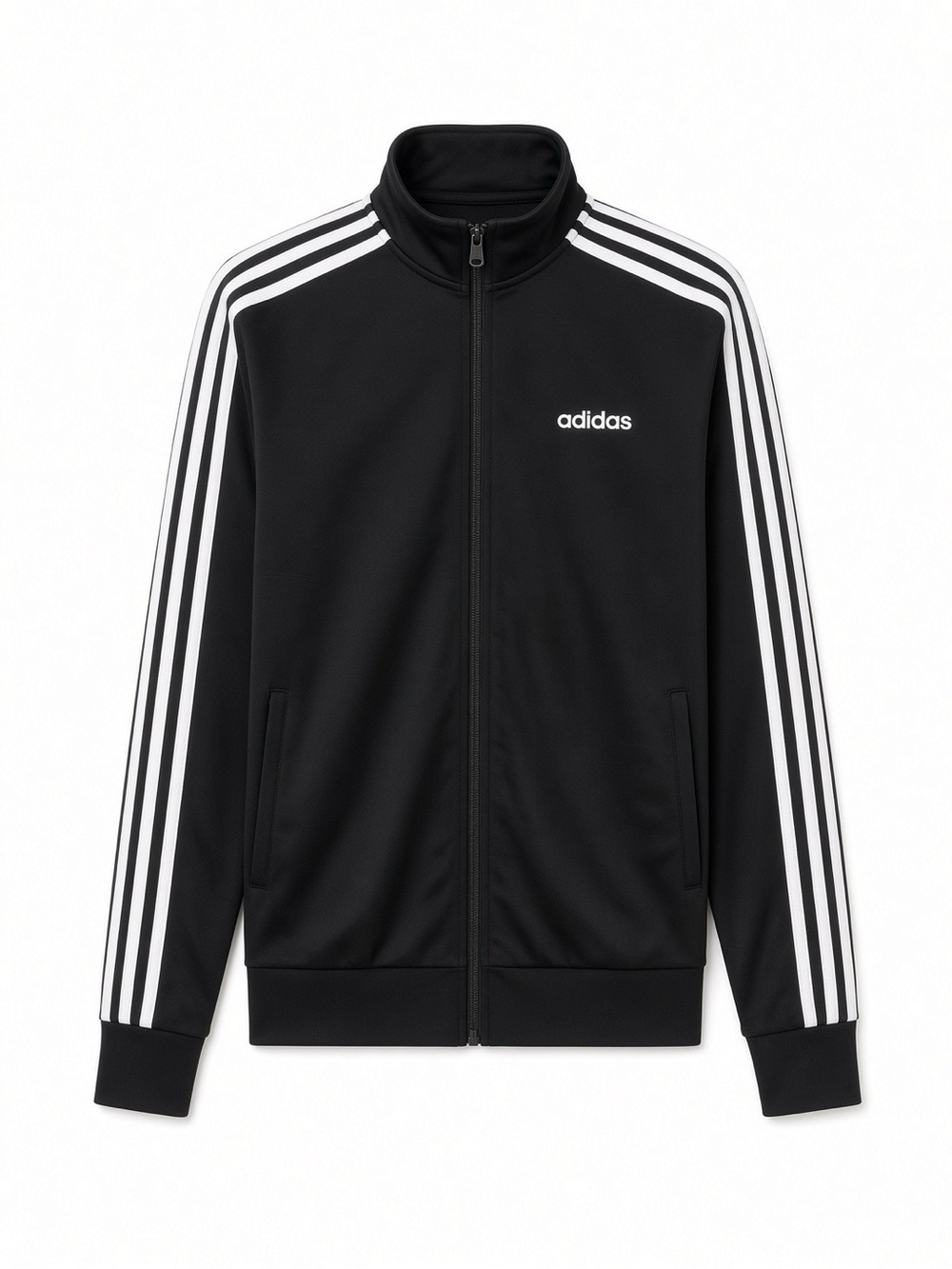 adidas Black Track Jacket with White 3-Stripes